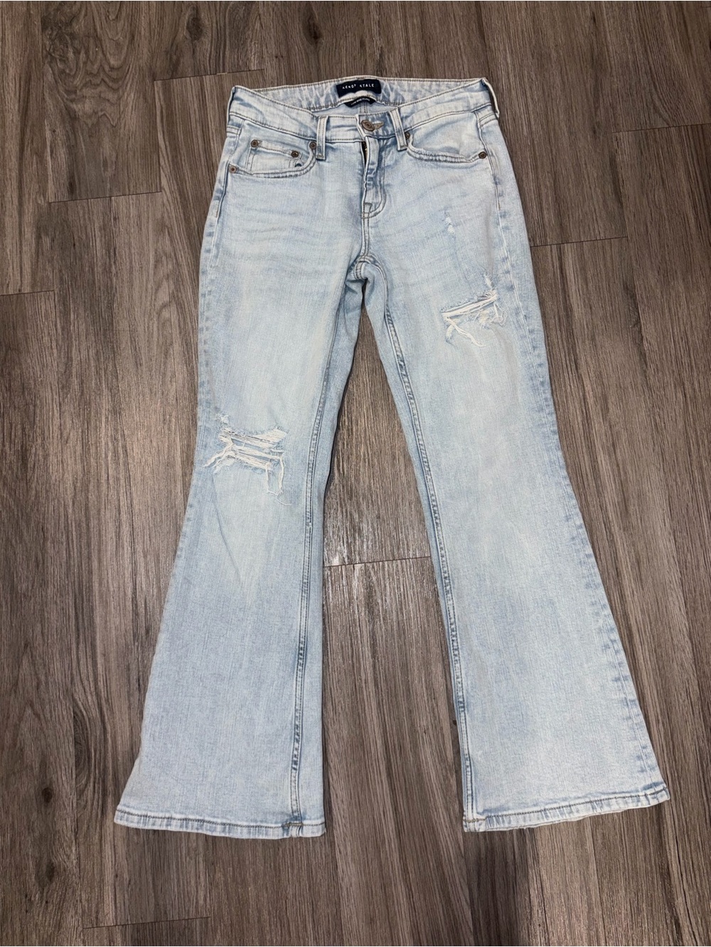Aeropostale Light Blue Distressed Flare Jeans - Women